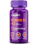 Purple vitamin bottle labeled 'VITAMIN D3' with '5000 IU' dosage, featuring health-related icons on packaging.