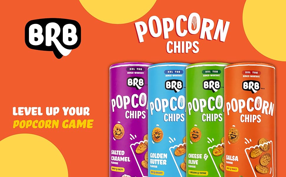 BRB Popcorn Chips Popcorn Upgraded 4 Tubs X 85 Grams 4 Flavours
