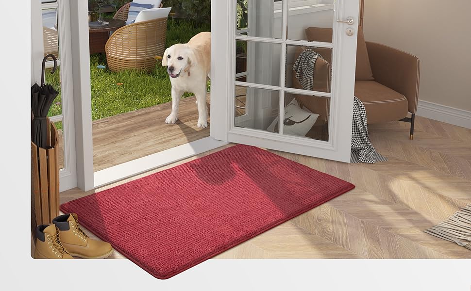 Color G Red Door Mats Indoor, 20"x32" Front Door Mat