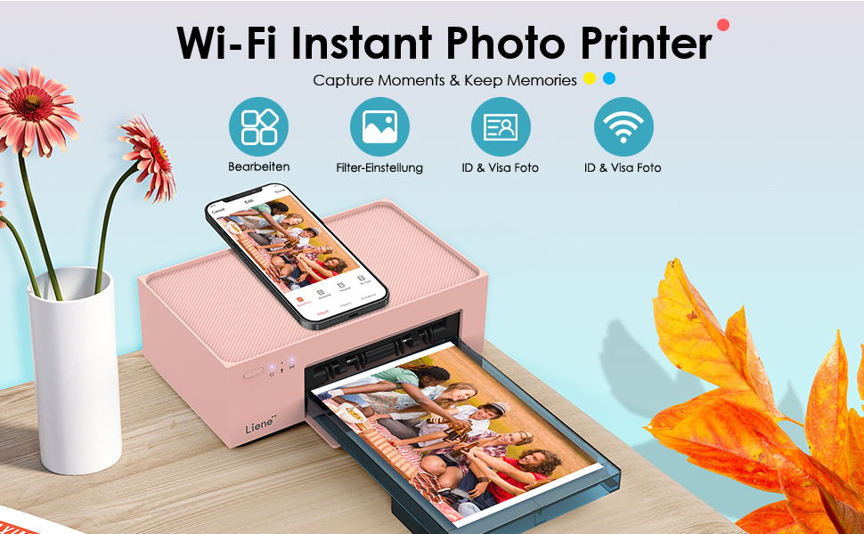 Liene 4x6'' Photo Printer, WiFi Picture Printer, 20 Sheets