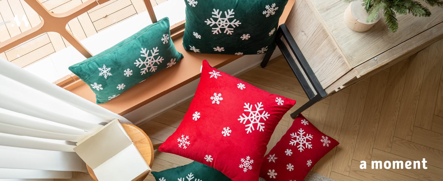 a moment Pack of 2 Christmas Snowflake Embroidered Throw