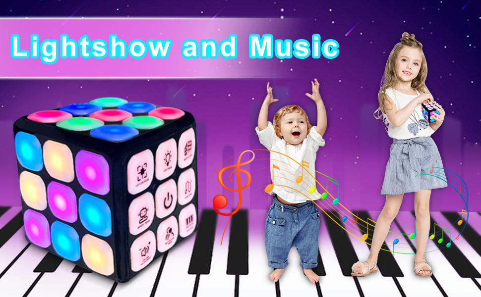 Kidbro Light Up Galaxy Cube Game Flashing Handheld Simon