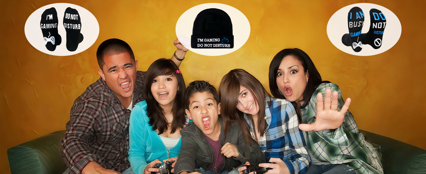 Gaming Socks Beanie Hat Gamer Gifts Christmas Stocking Stuffers for Teen Boys Kids Adults Men Dad