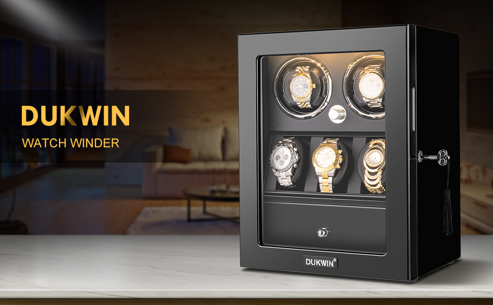 DUKWIN Watch Winder for 2 Automatic Watches,Lockable Watch