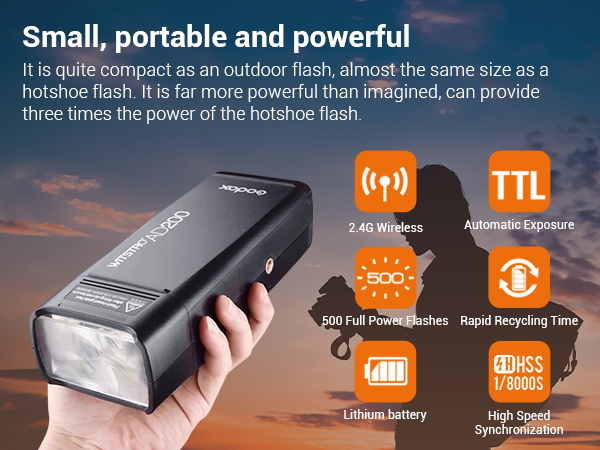 Godox AD200 200W 2.4G TTL Flash Strobe - 1/8000s HSS Pocket