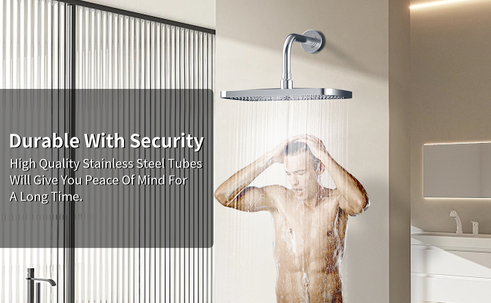Shower Arm Extender with Flange, Stainless Steel WallMounted Rain