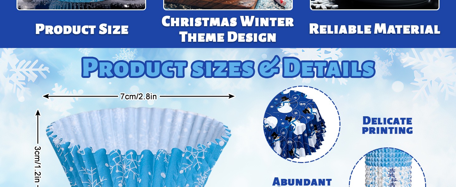 Christmas Winter Snowflake Cupcake Liners