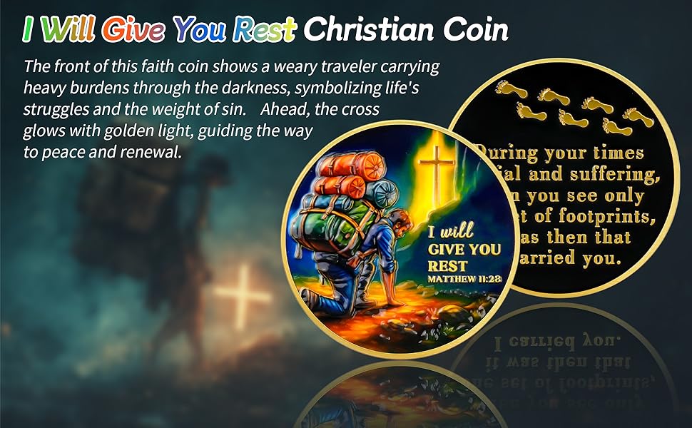 I Will Give You Rest Christian Challenge Coin