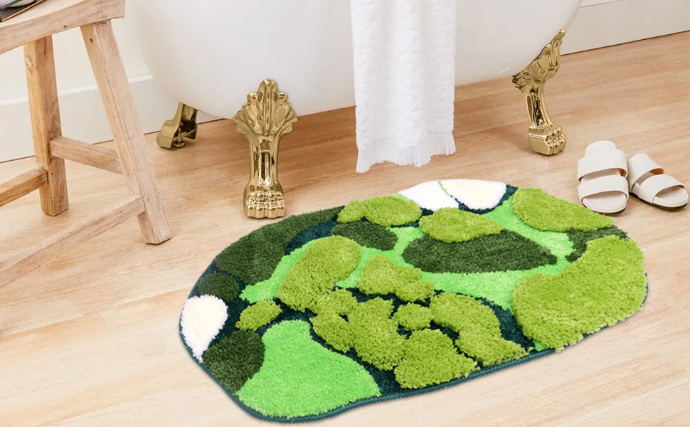 Green Moss Bathroom Rug, 20x31.5 Inch Grass Green Moss Bath