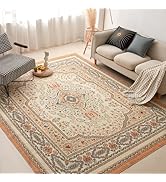 COOVA 5x7 Washable Rug Vintage Rug Traditional Style Thin Mat Retro Kitchen Indoor Distressed Non...