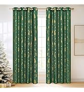 NICETOWN Christmas Sheer Curtains for Living Room, Green Curtains 84 inches Long for Bedroom with...