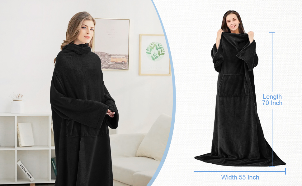 Maxesla Wearable Blanket with Sleeves, Soft Cosy Fleece Snuggle Blanket