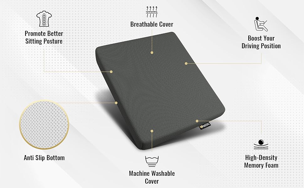 iMedic Wedge Memory Foam Seat Cushion 1x Car Seat Cushion for Posture