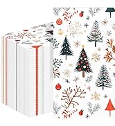 100-PK Christmas Paper Napkins Disposable: Guest Dinner Hand Towels, Xmas Trees Design for Table ...