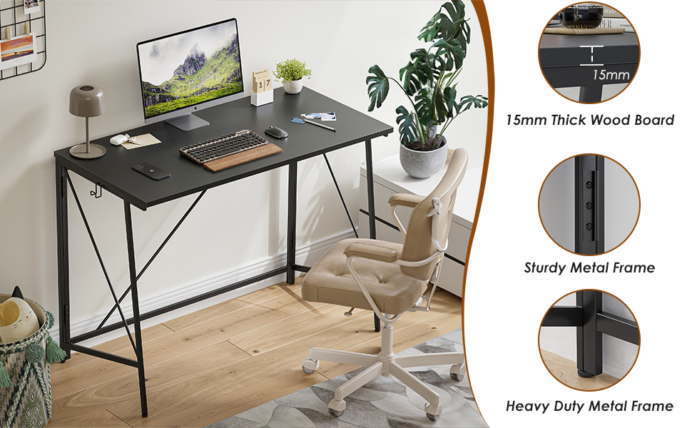 Farini Folding Desk Multifunctional Home Office Desk, No Assembly