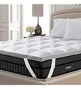 subrtex Feather Mattress Topper Queen, Bed Mattress Topper, Breathable Mattress Pad Overfilled wi...