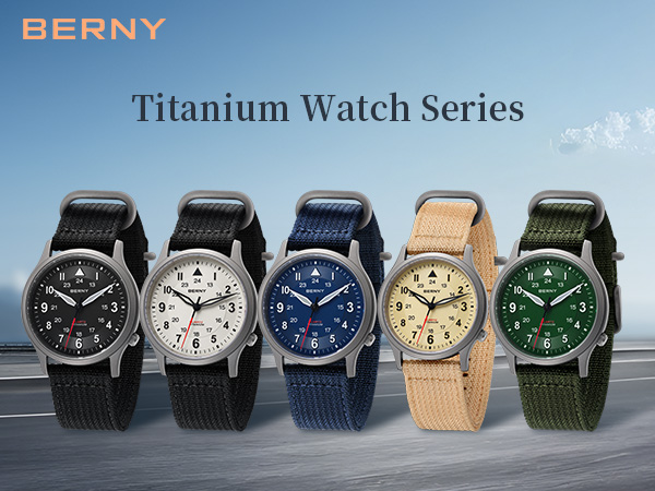 BERNY パイロットウォッチ フルチタン Amazon.com: BERNY Titanium Watches for Men Japanese Sweep