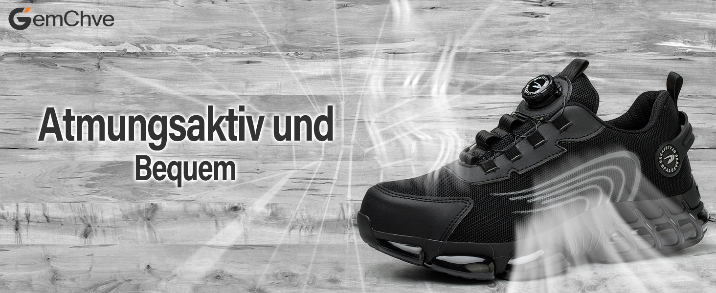Schwarzer athletischer Sneaker mit Mesh-Details und dynamischem Sohlendesign, abgebildet vor einem grauen, strukturierten Hintergrund mit