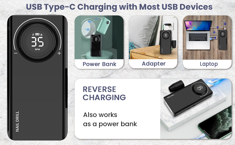 USB Type-C charging; Works as a power bank