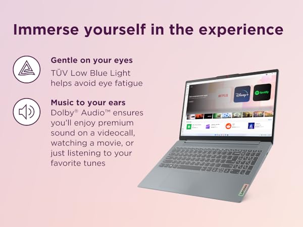 IdeaPad Slim 3 is gentle on the eyes with TUV Low Blue Light