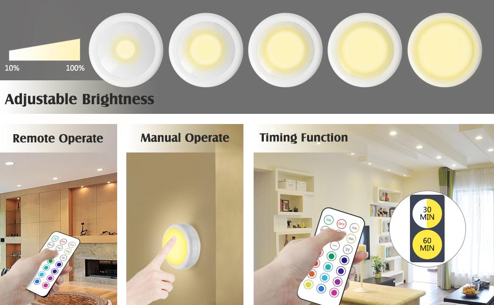 Closet Lights Battery Powered, Dimmable Led Cabinet Lighting with Wireless Remote