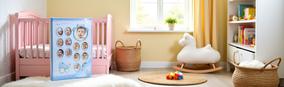 A cozy nursery setting with a soft blue blanket draped over a rocking chair, creating a serene and i