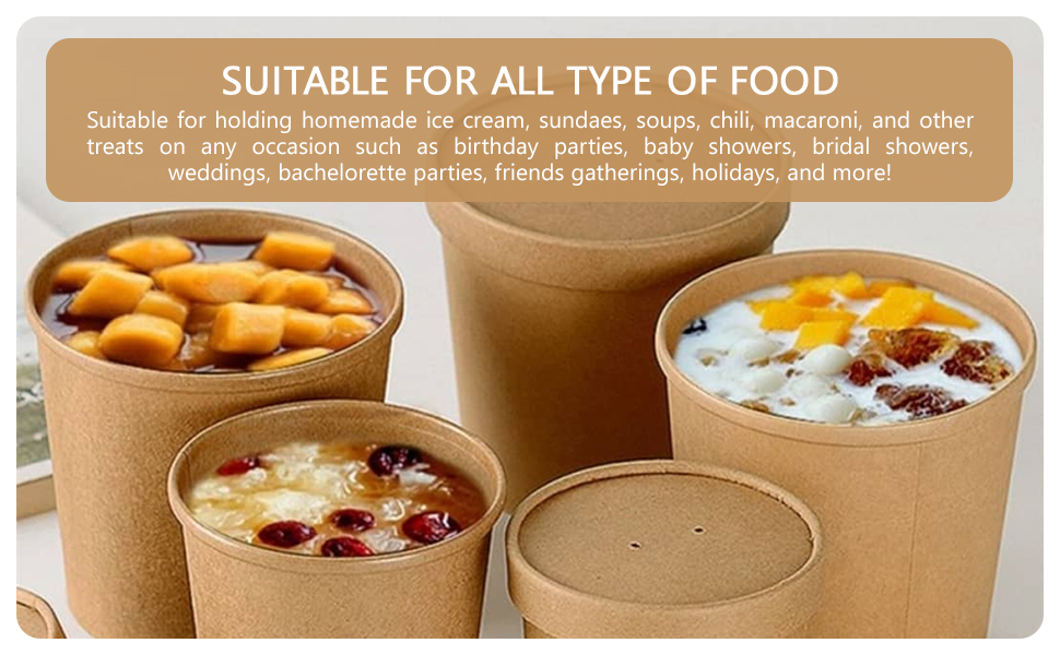 Nationwide Paper 12oz Brown Kraft Soup Containers with Lids 25 Pcs