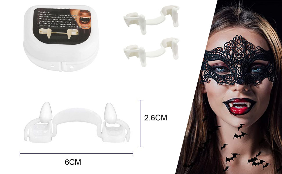 2 Pairs of Retractable Vampire Teeth for Extending Halloween Teeth