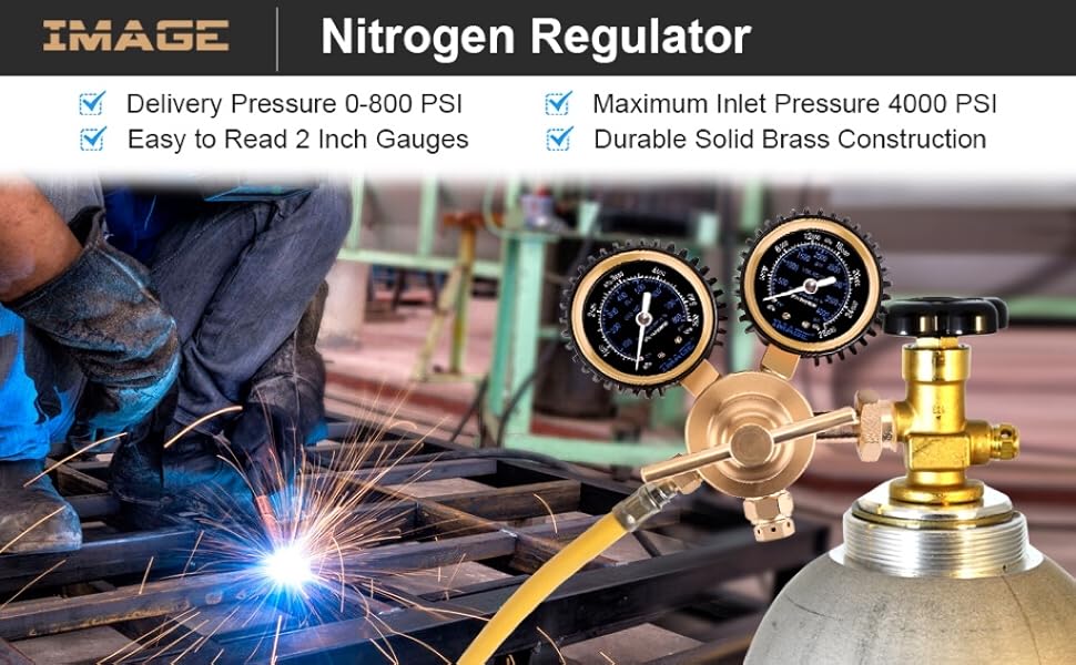 Nitrogen Regulator, IMAGE Nitrogen Gauge with 0800 PSI Delivery