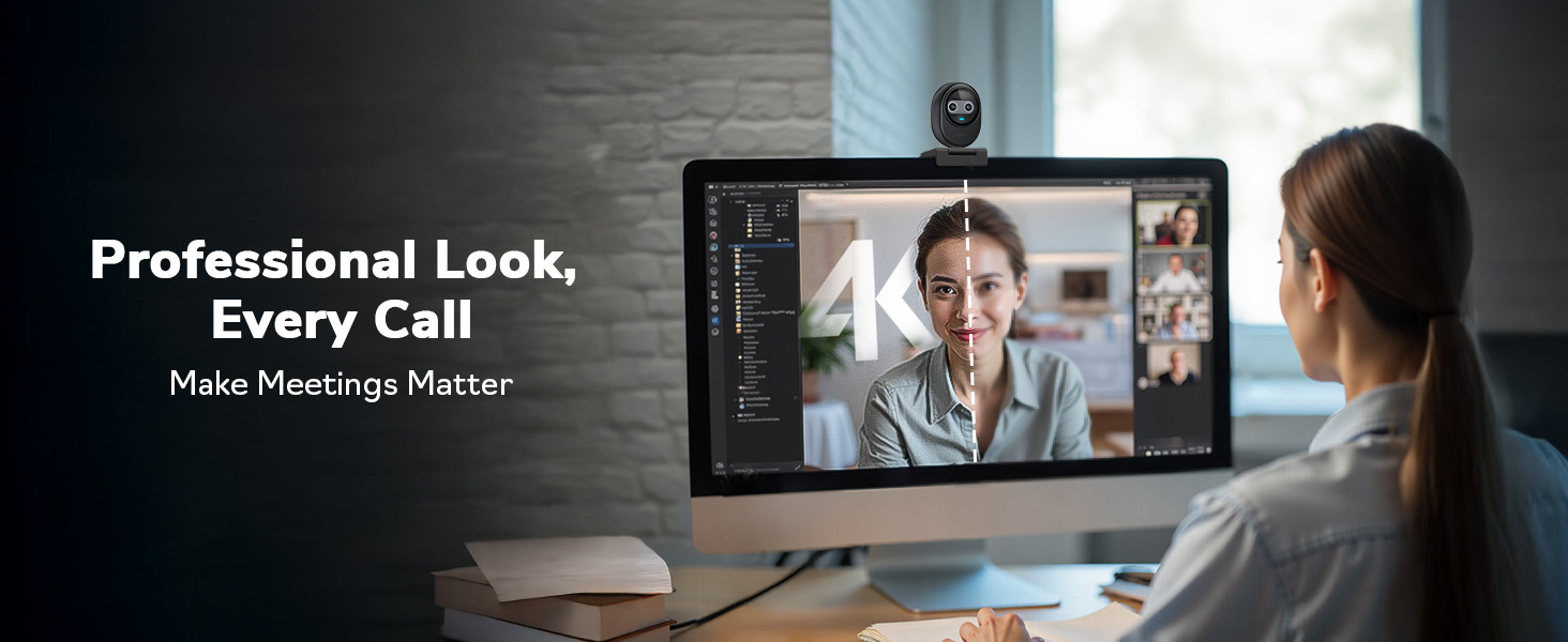 Pecise Face Lighting with  the AI-Assisted camera EMEET Piko