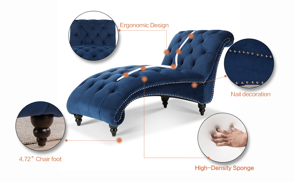 Chaise Lounge Indoor 63" with Button Tufted Armless Lounge
