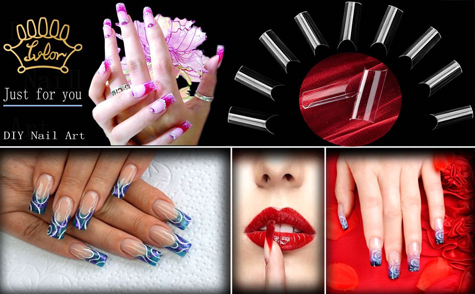 C Curve Nail Tips,Acrilycs Nails,Ivtor 500 Pcs Nail Tip Half White Fake
