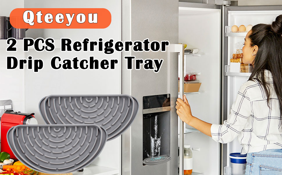 Qteeyou 2 Pcs Refrigerator Drip Catcher Tray, Mini Fridge