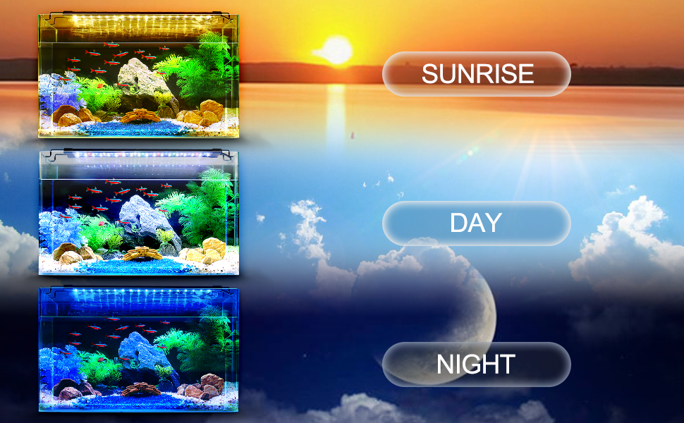 Gamalta Aquarium Light, 14W 24/7 Natural Mode Sunrise/Daylight/Moonlight Mode and