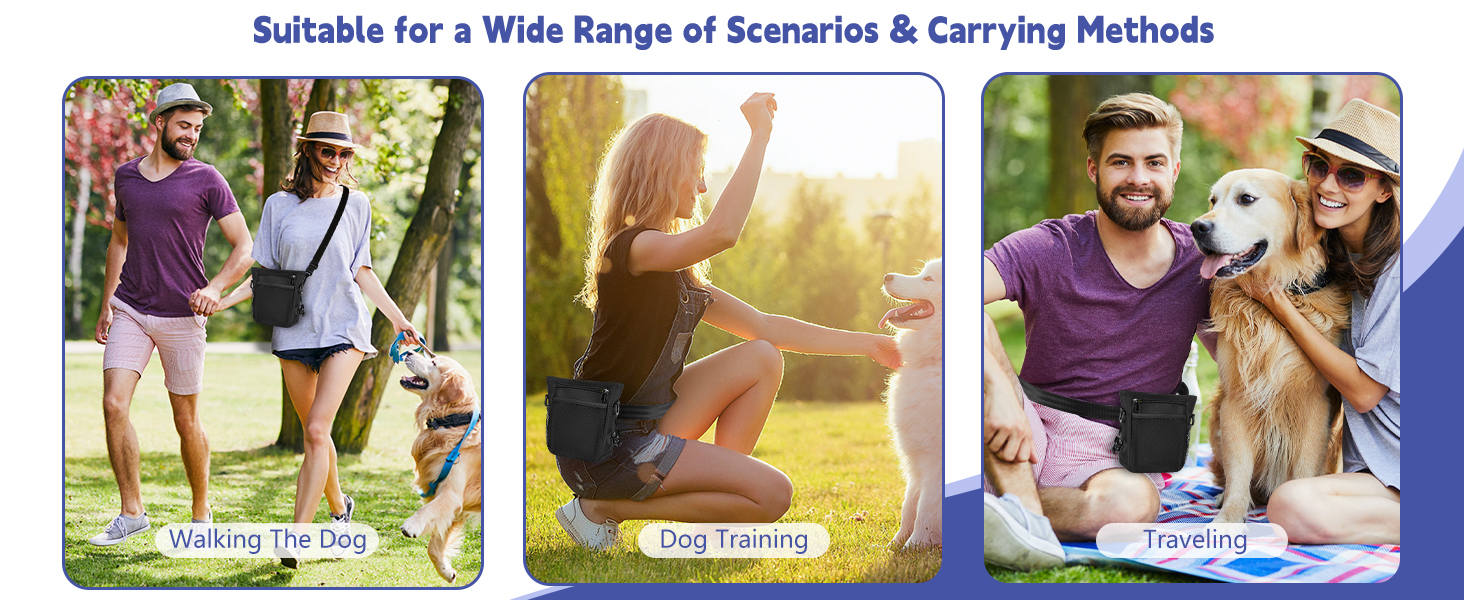 Dog Treat Bag with Magnetic Opening and Adjustable Belt Set of 4 Dogs Accessories (Clicker Dog & Bag Treats for Dogs & Backpack for Training Dogs & Poop Bag Dispenser) 22 aplus content image