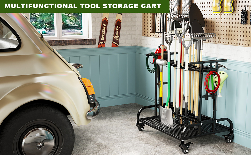 YAGEANNL Garden Tool Organizer with Wheels, Large Capacity
