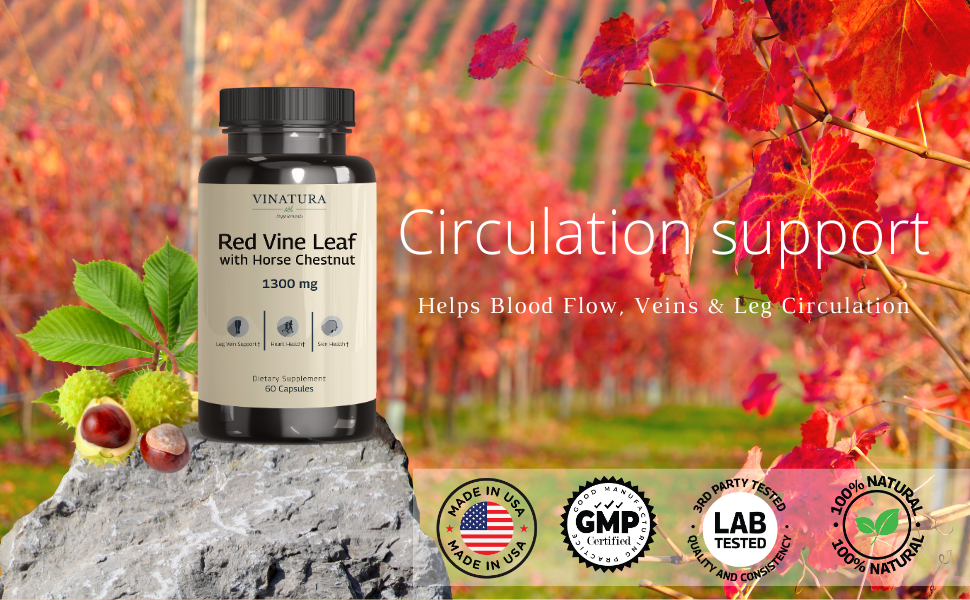 VINATURA Red Vine Leaf Extract Horse Chestnut, 1300mg