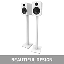 ST white speaker stands with Kanto yu6 white speakers