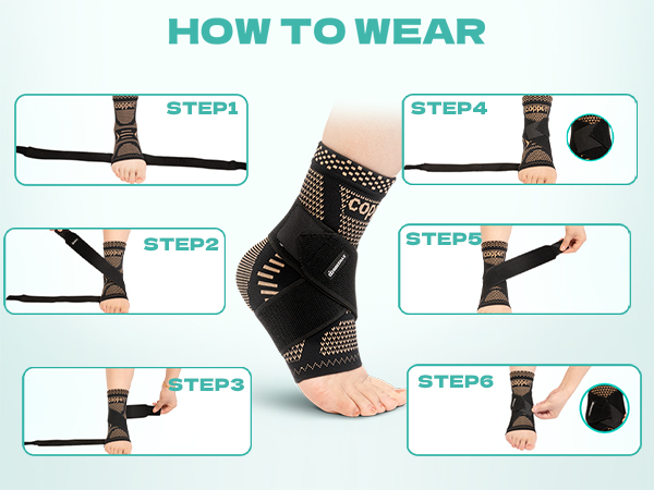 Copper Ankle achilles tendonitis Brace for Sprained Ankle Compression Sleeve Support for Women Men