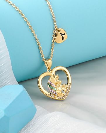 heart initial necklace for girls