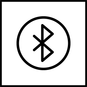 Einfaches schwarzes Bluetooth-Symbolsymbol in einem Kreis auf weißem Hintergrund.