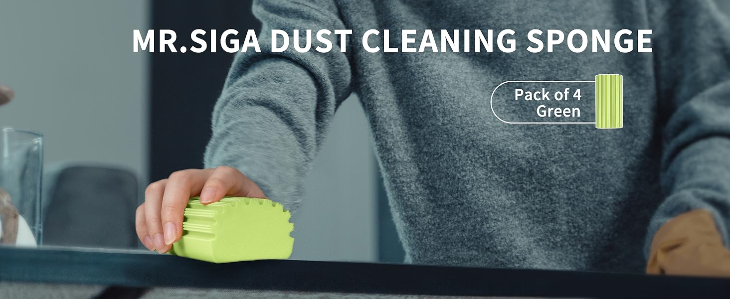 MR.SIGA Sponge Duster, Reusable Duster with Ridged Surface Design