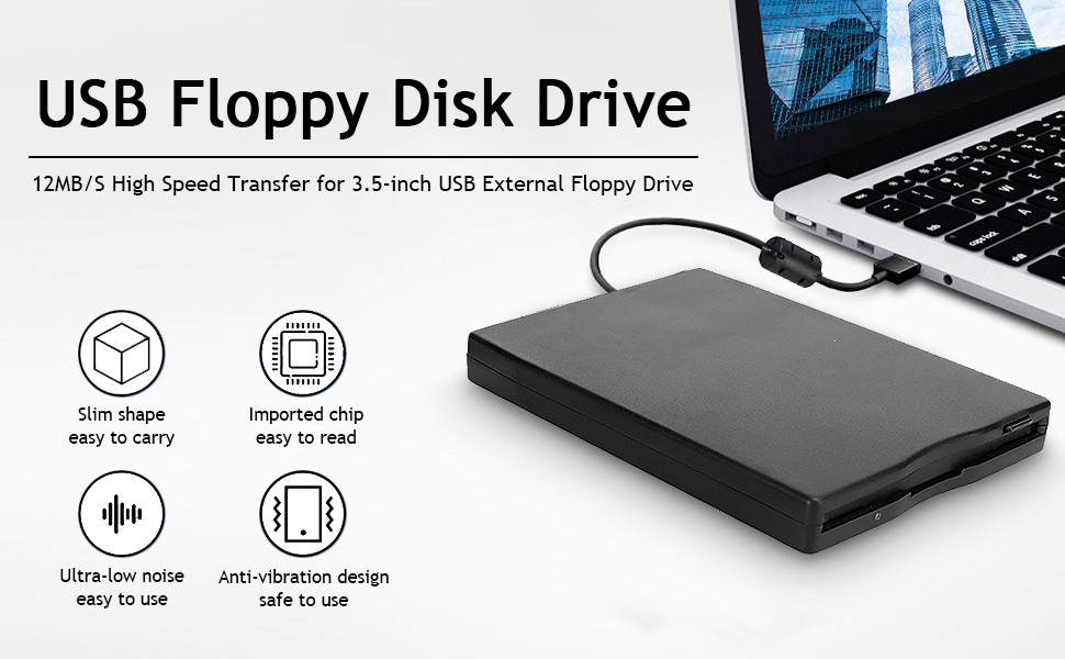 USB Floppy Disk Drive, External Floppy Disk Drive Portable for PC