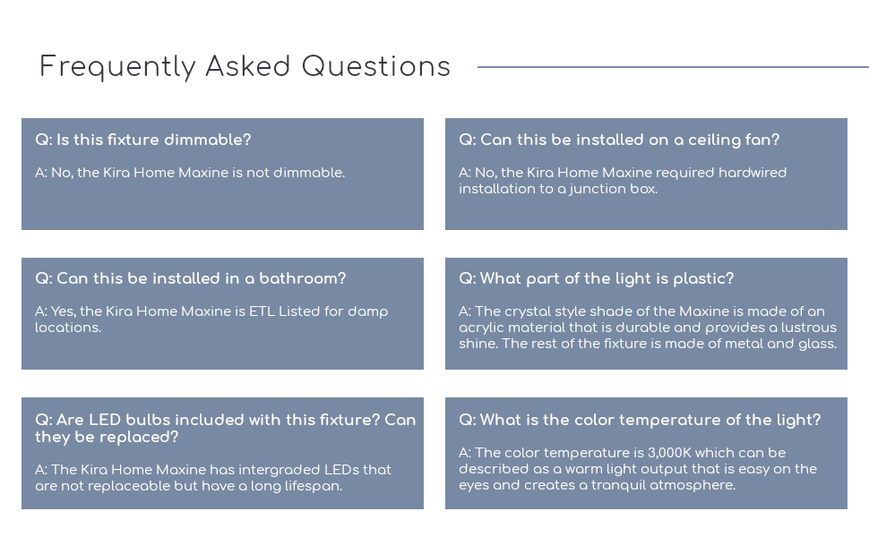 kira home maxine not dimmable junction box installation only suitable for damp locations acrylic