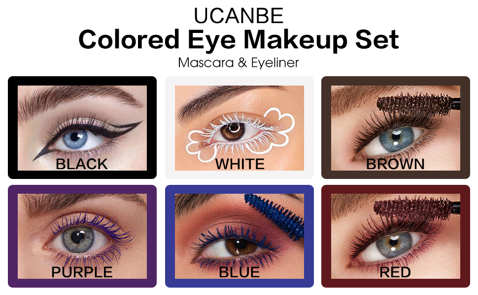 UCANBE Blue Mascara and Liquid Eyeliner Set, Waterproof