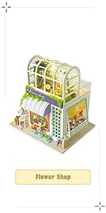 CuteBee DIY木製ドールハウス、フラワーショップ、ミニチュアコレクション、インテリア (TD41) 