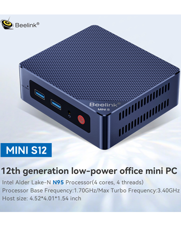 Beelink MINI S12ミニ PC Beelink Mini S12 Mini PC, Intel 12. generacji N100 (4C/4T
