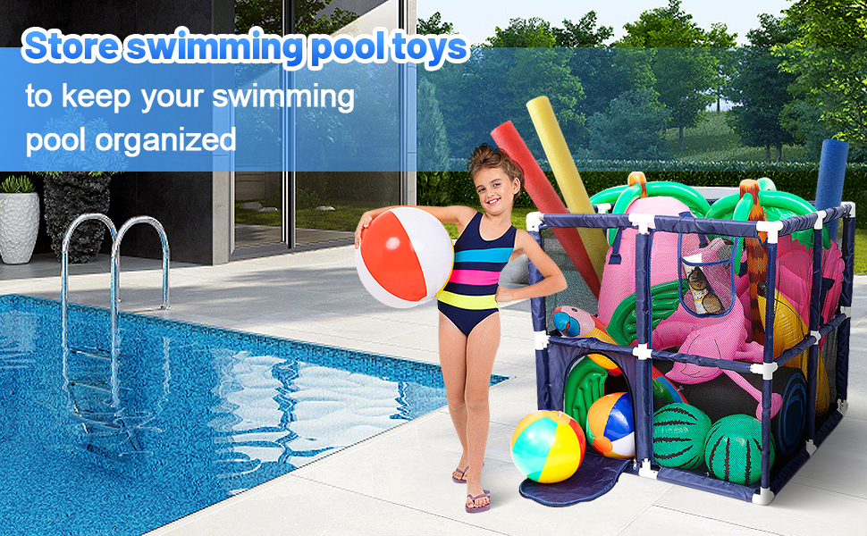 Upgraded Pool Toy Storage Bin 33"L x 33"W x 32"H Pool