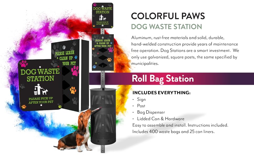 Designer Dog Waste Station Roll Bag System (most popular