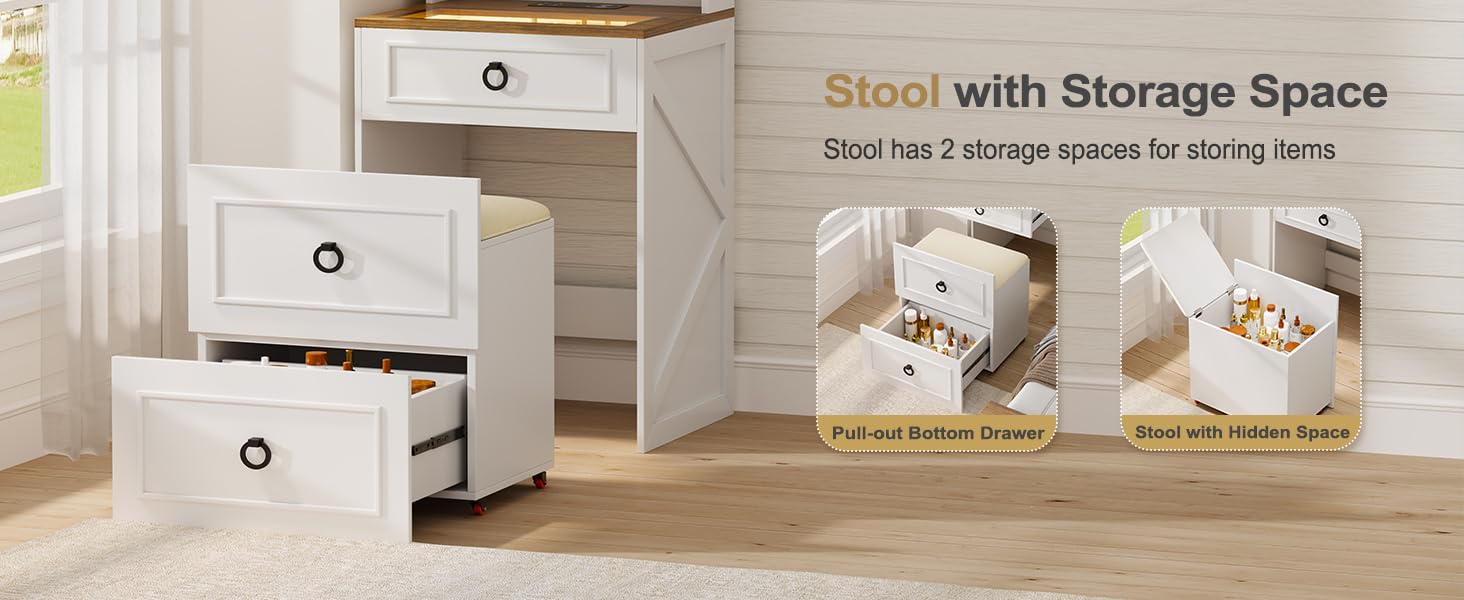 compact vanity desk with mirror